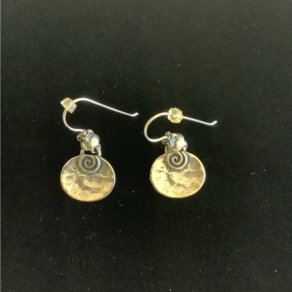 Silpada Hammered Oxidized Sterling Oval Swirl Dangle Earrings W1254